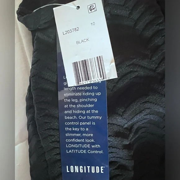 Longitude Half Moon Mesh Torso Tummy Control Swimsuit Size 10 Black NWT - Picture 6 of 7